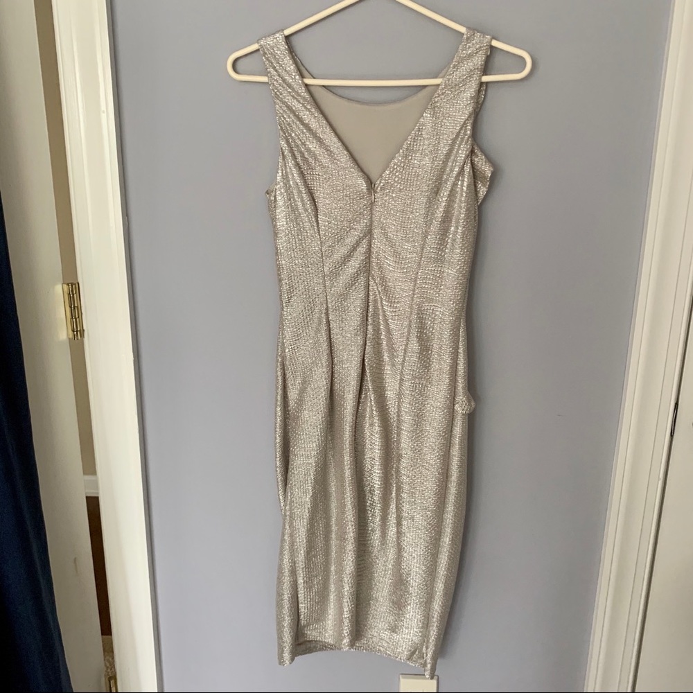 Silver & gold cocktail dress with ruffle - Picture 2 of 10